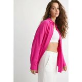 Paw Garage Kadın Perry Keten Gömlek Oversize - Standart - Fuşya