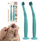 Paw In Town Yumuşak Kedi Diş Fırçası Seti - Köpekler için Uygun - Gıda Sınıfı Silikon - Kedi Diş Bakımı, Kedi Diş Temizleme, Kedi Diş Fırçalama Seti (Tropikal Deniz Mavisi)