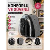 Paw Journey Astronot Kedi Çantası Taşıma - Füme - Siyah - Beyaz