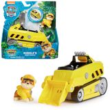 PAW PATROL Jungle Pups Rubble figürlü Gergedan Aracı (temel araç), 3 yaşından büyük çocuklar için oyuncak