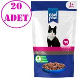 Paw Paw Kedi Yaş Mama Biftekli 85 gr 20 Ad