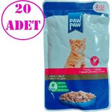 Paw Paw Yavru Kedi Yaş Maması Tavuklu 85 gr 20 Ad