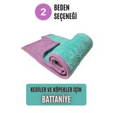 pawdaz Çift Katlı, Yıkanabilir Kedi ve Köpek Battaniyesi (Mint)