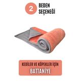 pawdaz Çift Katlı, Yıkanabilir Kedi ve Köpek Battaniyesi (Şeftali)