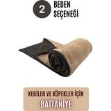Pawdaz Kedi ve Köpek Battaniyesi L Çift Katlı Yıkanabilir Peluş ve Polar Materyal ile Konforlu - Kahverengi - 100x140 cm