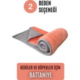 pawdaz Kedi ve Köpek Battaniyesi Yıkanabilir Çift Katlı Kumaş M Boyut Şeftali Renkli Konforlu Tasarım