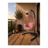 Pawentra Armut Salıncak Tek Kişilik Makrome Pembe Ip Örgü Bahçe Balkon Ev Salıncağı