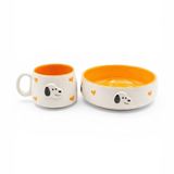 Pawicci 2'li El Yapımı Seramik Kupa Seti Sevimli Kedi Köpek Kalp Desenli Stoneware Mug 200 ml Renkli İçli Doğal Seramik Çay Kahve Bardağı Hayvan Severlere Hediye Gıda Güvenli (Turuncu)