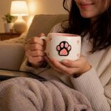 Pawicci El Yapımı Seramik Köpek Desenli Kupa, 200 ml Doğal Çay Kahve Bardağı, Handmade Pottery Mug, Pet Lover Hediye, Gıda Güvenli Seramik (PEMBE)
