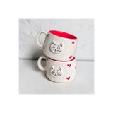 Pawicci El Yapımı Seramik Özel Seri Kabartmalı Patili, Kemikli, Kedili, Köpekli Kupa-2'li, 200 ml