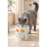 Pawicci Kedi Köpek Porselen Su Pınari Otomatik Filtreli Pompa Seramik 1,3 L LED Işıklı USB Adaptörlü Su Sebili