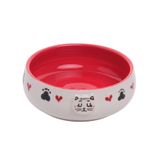 Pawicci Lüks Seramik Mama Kabı Pati Kedi Köpek Kalp Desen Kabartmalı Doğal Renkli Kedi ve Köpek Yemek Su Kasesi, Devrilmez Premium Dekoratif Porselen Yapı 1 Adet Tekli (KIRMIZI)