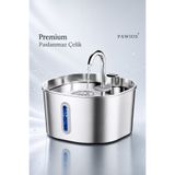 PAWIOS Premium 2.2 L Paslanmaz Çelik Kedi ve Köpek İçin Su Pınarı & Su Sebili | Ultra Sessiz | Su Seviyesi LED Göstergeli | Aktif Karbon Filtreli | Model : S15-A