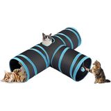 Pawise 3 Girişli Kedi Tüneli - Mavi - Siyah