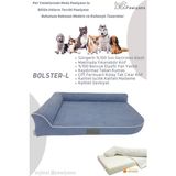 Pawiyans Bolster-L Üst Kalite Köpek Yatağı Süngerli Sıvı Geçirmez Alezli. %100 Elyaflı. 2 Fermuarlı - 81 x 107 cm - Petrol Mavisi