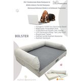 Pawiyans Bolster Üst Kalite Köpek Yatağı 6,5-10CM Süngerli Sıvı Geçirmez Alezli. %100 Elyaflı. 2 Fermuarlı - 57 x 71 cm - Kırık Beyaz