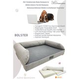 Pawiyans Bolster Üst Kalite Köpek Yatağı 6,5-10CM Süngerli Sıvı Geçirmez Alezli. %100 Elyaflı. 2 Fermuarlı - 69 x 92 cm - Gri