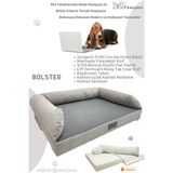 Pawiyans Bolster Üst Kalite Köpek Yatağı 6,5-10CM Süngerli Sıvı Geçirmez Alezli. %100 Elyaflı. 2 Fermuarlı - Gri - 57 x 71 cm