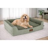 Pawiyans Bolster Üst Kalite Köpek Yatağı Süngerli Kılıflı Sıvı Geçirmez Alezli 2 Fermuarlı - 69 x 92 cm - Haki Yeşil