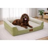Pawiyans Bolster Üst Kalite Köpek Yatağı Süngerli Kılıflı Sıvı Geçirmez Alezli 2 Fermuarlı - 69 x 92 cm - Zeytin Yeşili
