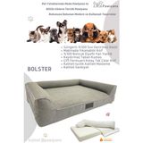 Pawiyans Bolster Üst Kalite Köpek Yatağı Süngerli Kılıflı Sıvı Geçirmez Alezli 2 Fermuarlı - Gri - 69 x 92 cm