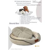 Pawiyans Round Box Kedi ve Köpek Yatağı Üst Kalite Yıkanabilir 2 Fermuarlı, Kılıf Astarlı %100 Elyaf - Krem - 65 x 65 cm