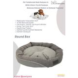Pawiyans Round Box Kedi ve Köpek Yatağı Üst Kalite Yıkanabilir Fermuarlı Kılıf Astarlı Elyaf Içi Minderli.