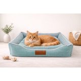Pawiyans Üst Kalite Kedi-Köpek Yatağı. Kaydırmaz Taban ,yıkanabilir Kılıf 2 FERMUARLI,%100 Elyaflı. - Su Yeşili - 71 x 84 cm
