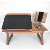Pawn Mark Company Ayarlanabilir Katlanır Laptop Sehpası – Telefon Bölmeli Çalışma Masası ve Laptop Standı - 3 - Kahverengi