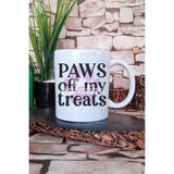 Paws Off My Treats Yazılı Komik Köpek Ödül Uyarısı Hediyelik Baskılı Çay Kahve Sunum Kupa Bardak - Beyaz