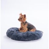 Pawstar Antrasit Donut Köpek Yatağı Kedi Yatağı Simit Yatak Anti-Stress Pet Yatağı Peluş Yatak
