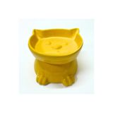 Pawstar Ayaklı Kedi Kafa Figürlü Seramik Mama Kabı – 300 ml - Sarı