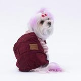 Pawstar Bordo Salopet Kedi Köpek Tulum Kedi Köpek Kıyafeti - S