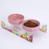 Pawstar Candy-İkili Seramik-Pleksi Mama ve Su Kabı-Kedi Köpek Mama Su Kabı