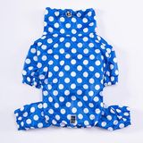 Pawstar Dots Blue Peluşlu Su Geçirmez Küçük Irk Köpek Yağmurluk Tulum - M