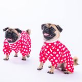 Pawstar Dots Fuşya Peluşlu Su Geçirmez Küçük Irk Köpek Yağmurluk Tulum - L