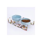 Pawstar Fast Food-İkili Seramik-Pleksi Mama ve Su Kabı-Kedi Köpek Mama Su Kabı
