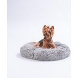 Pawstar Gri Donut Köpek Yatağı Kedi Yatağı Simit Yatak Anti-Stress Pet Yatağı Peluş Yatak