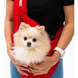 Pawstar Kırmızı Crossbody Küçük Irk Köpek Çapraz Taşıma Çantası Su İtici Kumaş ile Konforlu Taşıma