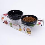 Pawstar Pizza & Vege-İkili Seramik-Pleksi Mama ve Su Kabı-Kedi Köpek Mama Su Kabı