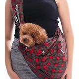 Pawstar Red Elgin Paws Crossbody Küçük Irk Köpek Çapraz Taşıma Çantası (İçi Tay Tüyü) - Kırmızı - Siyah