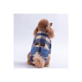 Pawstar Royal Mavi Chicago Checks v2 Ekose Desenli Düğmeli Köpek Ceketi Kalın Peluş Köpek Kıyafeti Kedi Kıya