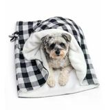 Pawtools Snuggle Nest Köpek Uyku Tulumu – Yumuşak, Katlanabilir Köpek Yatağı ve Battaniye (Siyah-Beyaz)