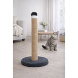 PawX Kedi Tırmalama Tahtası 52 cm Kalın Halatlı Geniş Peluş Taban Dayanıklı Tırmalama Direği Antrasit