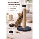 PawX Kedi Tırmalama Tahtası Direği 52 cm Premium | Doğal Sisal İp | Yuvarlak Kaymaz Peluş Taban