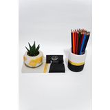 PAYATASARIM BETON OFİS SETİ KALEMLİK SAKSI KAKTÜS TABANLIK(KARTVİZİTLİK/TELEFON TUTUCUSU) DÜNYA GOLD payaNM71