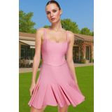 PayBuy A Kesim Mini Abiye Elbise Polyester Karışımlı Yazlık Mezuniyet Elbisesi Konforlu Kesim Trend Tasarım