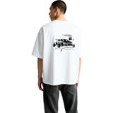 PayBuy Araba Parçaları Çizim Tasarımı Baskılı Erkek Oversize Tişört - Beyaz - 2XL