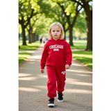 PayBuy Chicago 1886 Kapüşonlu Oversize Sweatshirt ve Eşofman Altı Takımı Erkek Çocuk Kaliteli Şık - Kırmızı - 12 - 13 Yaş