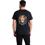 PayBuy Çiçekli Şeker Kafatası Tasarımı Baskılı Erkek Tişört - Siyah - 2XL
